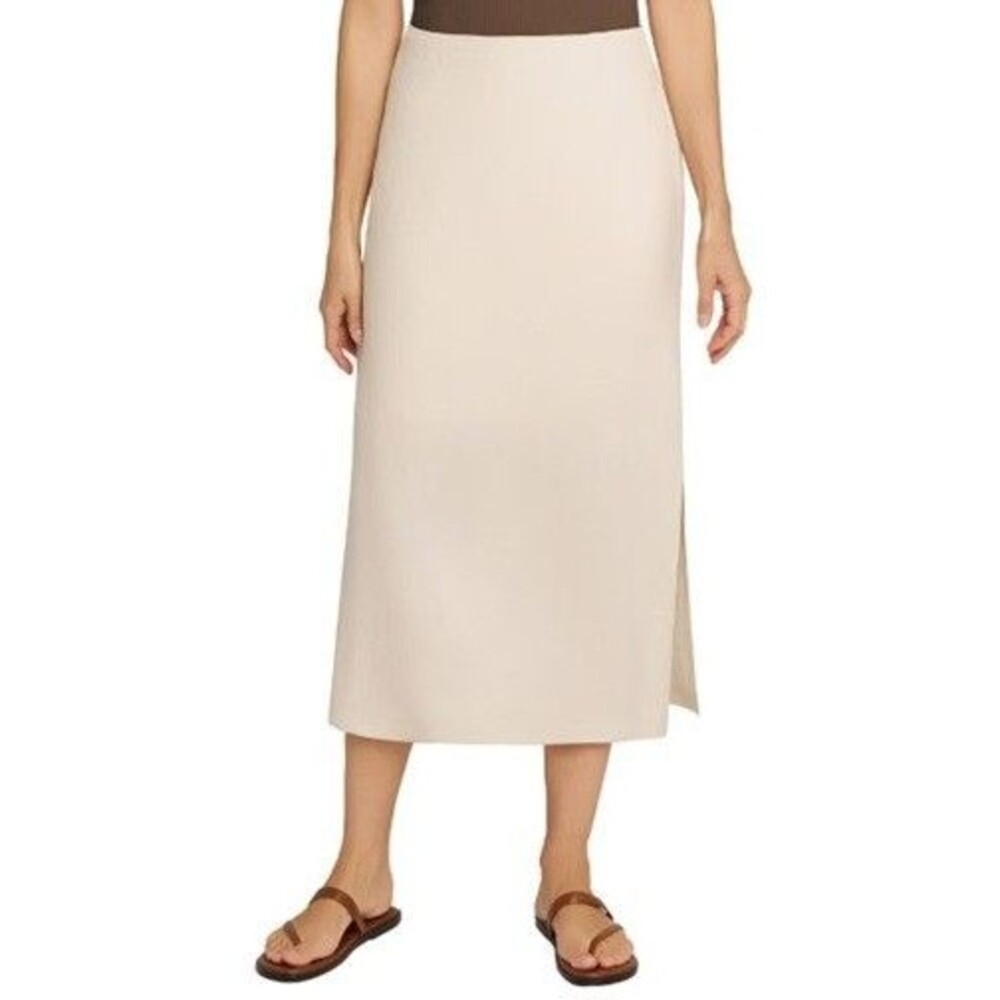 Matty M Womens Linen Blend Skirt Small S Tan Casual Below Knee NWT